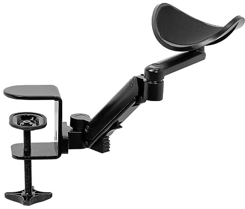 VIVO Universal Clamp-on Armlehne, Schreibtischwiege, drehbares Ellenbogenkissen, oberhalb des Tisches, Verlängerung, Plattform, Armstütze, schwarz, MOUNT-ARM01