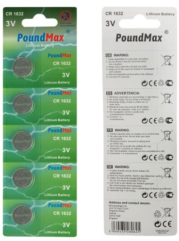 10 x PoundMax 1632 CR1632 DL1632 3V Lithium Coin Cell Batteries
