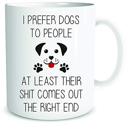 Funny Mugs Coffee Mug - I Prefer Dogs to People - Dog Mum & Dad Lover Gift Present - White