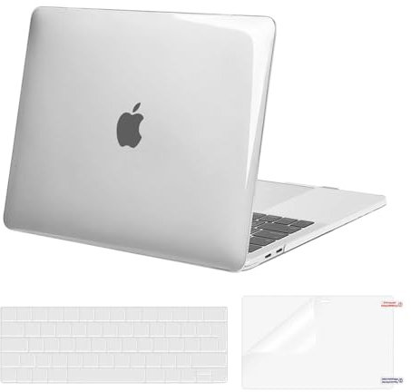 MOSISO Compatible with MacBook Pro 13 inch Case M2 M1 2025 2024 2023 2022-2016 Release A2338 A2289 A2251 A2159 A1989 A1706 A1708, Plastic Hard Shell Cover&Keyboard Skin&ScreenProtector, Crystal Clear