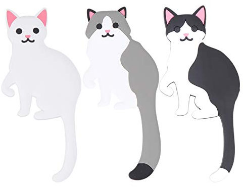 LIOOBO Starker Stockhaken 3 Stücke Waschbar Wiederverwendbare Wandhaken Tier Klebstoff Haken Nahtlose Haken Abnehmbare für zu Hause Küche Badezimmer (Katze) Türhaken Klebend