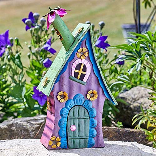 Garden Mile 31cm Magic Maisonette Fairy Ornaments For Garden Decorations Outdoor Weatherproof Metal Decorations For Patio Lawn Yard Hand Painted Fairy Garden Ornaments