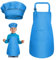 kissral Kids Apron + Chef Hat Set, Children Adjustable Kitchen Chef Apron with Pockets for Cooking Baking Painting 4-12 Years Old (Blue, Large)