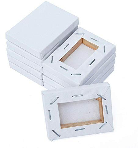 N/A Lot de 10 mini panneaux de toile tendue 5 x 7 cm - Petit tableau carré pour peinture à l'huile vierge