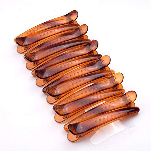 12 clips de sección de pelo para peluquería y peluquería, pinzas de pelo de cocodrilo, 4,9 cm, color marrón