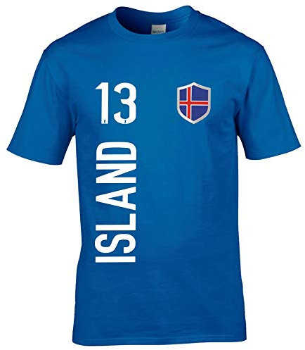 FanShirts4u Herren Fan-Shirt Jersey Trikot - Island/Iceland - T-Shirt inkl. Druck Wunschname & Nummer WM EM (M, Island/blau)