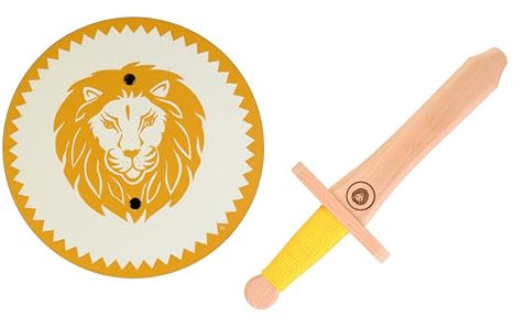 V A H - Mini Ritter Set inklusive Kurz-Schwert und Rund-Schild für die kleinsten Wikinger und Ritter [Made in Germany | echtes Handwerk] (Löwe)
