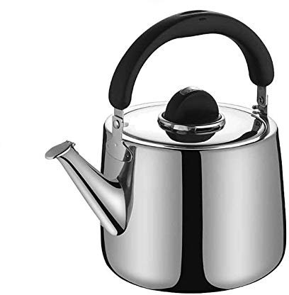 FYBlossom Bouilloire à Thé Sifflante en Acier Inoxydable, Bouilloire Sifflante Portable, Théière Sifflante avec PoignéE RéSistant à La Chaleur, Convient à Tous Les Réchauds électriques (5L)