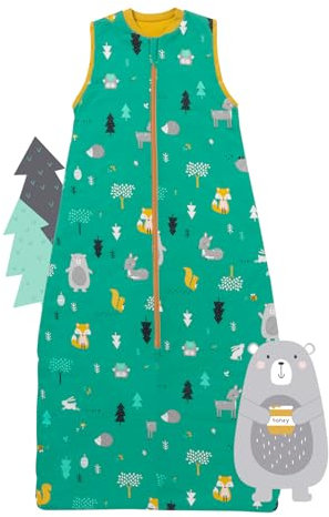 schlummersack Kinder Schlafsack 100% Bio Sommer 150 cm dünn Waldtiere | Sommerschlafsack 1.0 Tog 1 Tog Bio Baumwolle Schlafsack Sommer | Schlafsack Baby Sommer Frühling