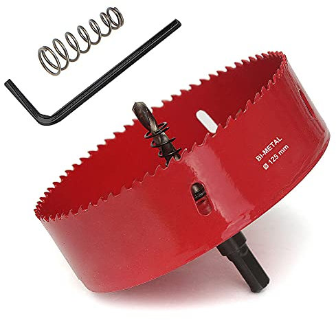 SagaSave – Scie-cloche bimétallique en acier rapide HSS, pour acier inoxydable, métal, bois, plastique, cloison sèche, panneaux de fibres, 125 mm