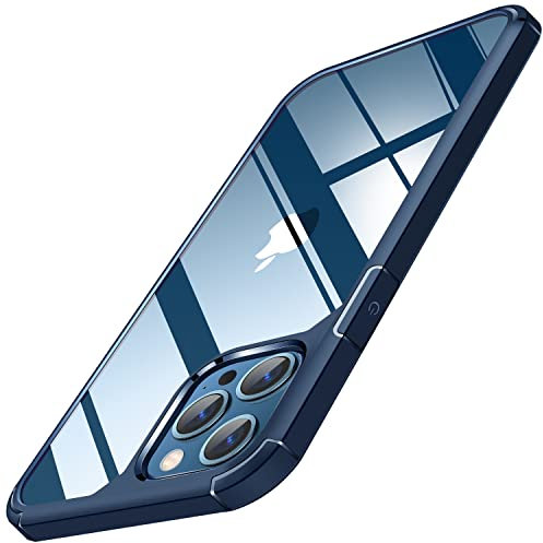TENDLIN Cover iPhone 12 PRO Max Trasparente Hard PC Retro, Custodia Protezione Paraurti in TPU Morbido Antiurto Compatibile con iPhone 12 PRO Max - Blu