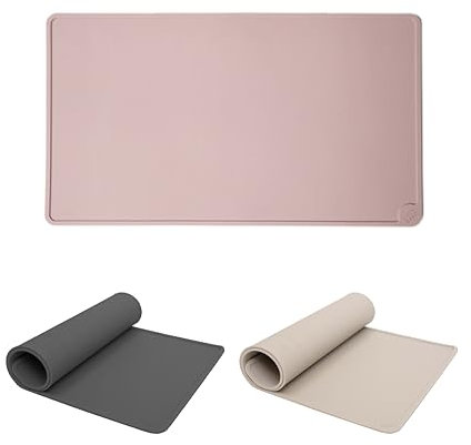 LucyBalu® Tapis de Gamelle pour Chat en Silicone Antidérapant | Set de Table Rectangulaire d'Alimentation | Rose