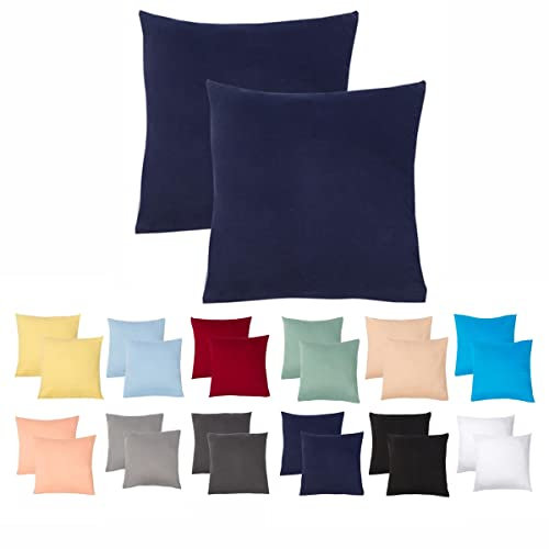 Livessa 2er Set Kissenbezug 50x50 aus%100 Baumwolle Jersey Stoff, Kissenbezüge, 50x50 mit Reißverschluss, Kopfkissenbezug 50x50 cm, Kissenhülle, atmungsaktiv, Oeko-Tex Zertifiziert, Pillow Cover