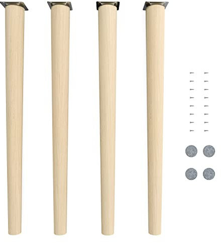 Sossai Tischbeine aus Naturholz Buche unbehandelt, Clif Round HMF1, 71 cm hoch, rund, gerade Ausführung, für Stühle, Tische