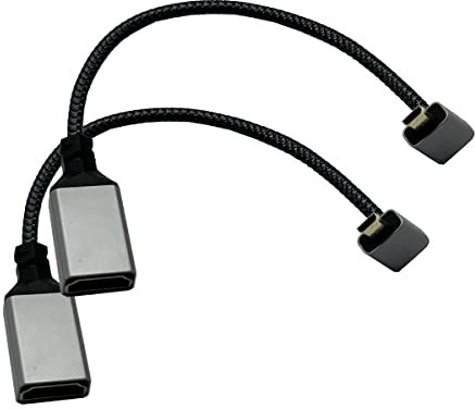 Seadream Cavo adattatore micro HDMI 4K a 2 stück, nylon, 90 gradi, micro HDMI con presa HDMI, cavo (tipo D a tipo A), 3D, 18 Gbit/s (unten abgewinkelt)