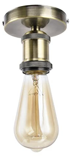 E26 E27 Light Socket 100-240V Vintage Ceiling Light Wall Lamp Bulb Holder Socket with Switch for Home Office Lighting and Decoration(Bronze)