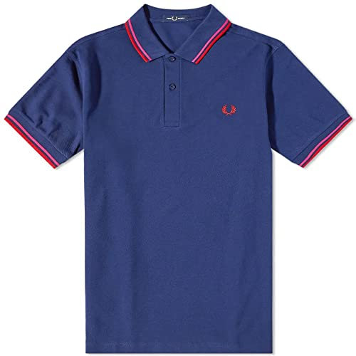 Fred Perry Slim Fit Twin Tipped Polo French Navy/Magenta/Cherry Red, blau, M