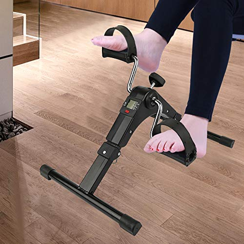 Mini Heimtrainer für die Erholung von Armen und Beinen, Mini-Heimtrainer mit LCD-Display, verstellbarer Widerstand, ideal für Senioren (schwarz)