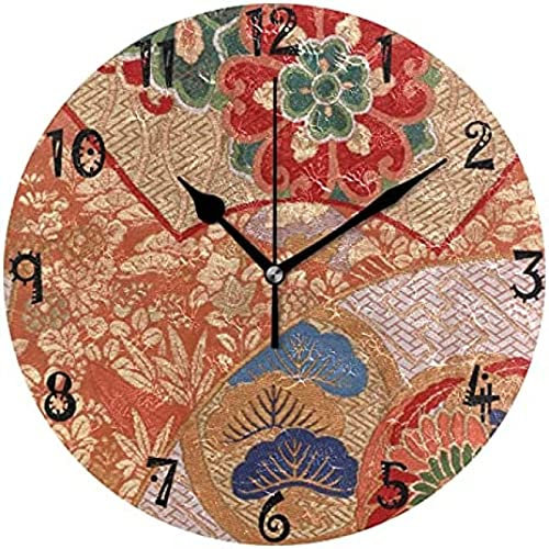 Art Textile Broderie Secteur Motif Circulaire Horloge Murale Assiette Ronde Silencieux Non Ticking Horloge pour Cuisine Chambre à Domicile Bureau École Kid