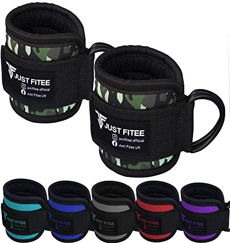 Just Fitee® Fitness Fußschlaufen Kabelzug mit D-Ring gepolstert für Kickbacks, Gesäß- und Beintraining, Knöchelschlaufen zur Verbesserung der Bauchmuskulatur, Fußschlaufen für Damen und Herren