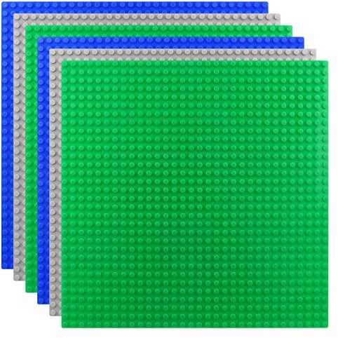 KEWUZY 6 Stück Bauplatte für Classic Bausteine 25 * 25cm, Platte Set Grundplatten für Classic Bausteine Bauplatten Kompatibel mit Meisten, Grüne Blaue Graue Grundplatte