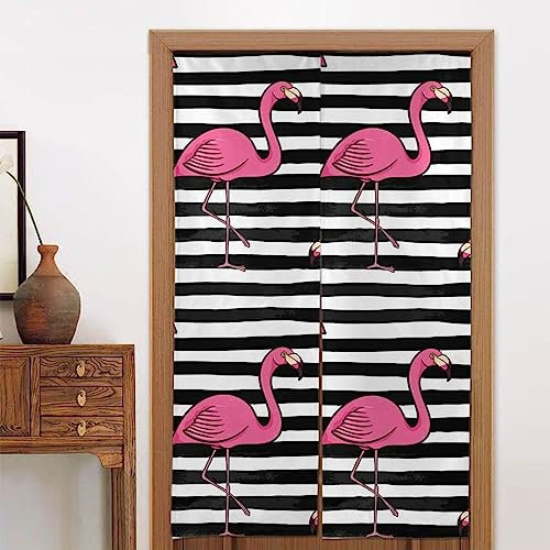 BAFAFA Türvorhang mit pinkem Flamingo-Aufdruck, Noren, Trennwand, Türfenster, Terrassentür, Türvorhang, japanischer Vorhang – 86,4 x 142,2 cm