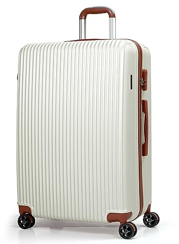 CALDARIUS Large Luggage | Durable Suitcases | Lightweight & Secure with Combination Lock | Smooth 4 Dual Spinner Wheels | Ideal Travel Bag & Luggage Sets (White, Large 28'')