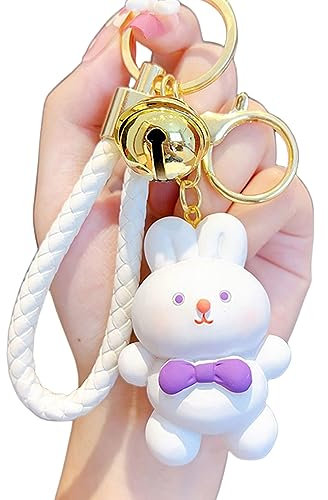 TOU-BEGUIN Porte-clés décoratif en résine souple pour sac à main - Cadeaux de Noël pour filles et femmes, Noeud Papillon Lapin, 4*3*5 cm
