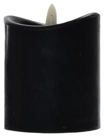 B & S LED Echtwachskerze 10 x Ø 9 cm mit Flackerflamme und Timer (Schwarz)