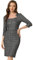 Allegra K Elegant Work Dress for Women 3/4 Sleeve Plaid Tweed Bodycon Dresses Black M