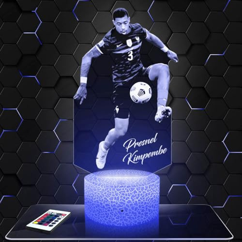 Lampephoto.fr - P. Kimpembe Fußballspieler 3D Lampe, Touch Nachtlicht, P. Kimpembe fanartikel, Fußball Geschenk, 3D Led Illusion Geschenkidee Weihnachten Geburtstag Junge und Mädchen