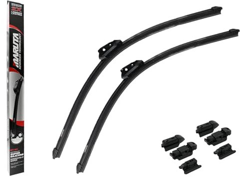 MARUTA Lotus Perl-Effekt Scheibenwischer SET 600 mm / 550 mm - universal - vorne, Aero-dynamik optimierte Wischerblätter aus exklusiver Silikon/Gummimischung (made in Japan)