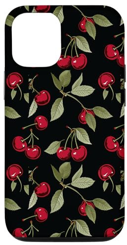 Kirschen Muster Schwarz Hülle für iPhone 12/12 Pro