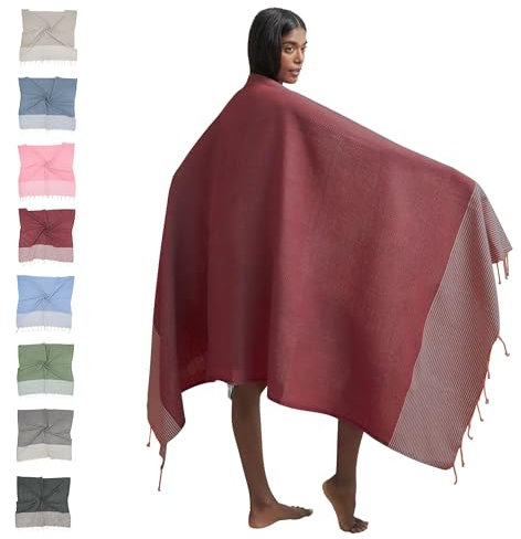 furora HOLIDAY Hamamtuch groß 100x200, Spa- & Strandtuch: dünn, kompakt, lang | Saunatuch Hamam Tuch XXL, Strandhandtuch Damen Herren, Saunahandtuch - Urlaub Must Haves, 100% Baumwolle