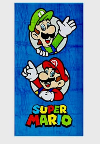 hermet Telo Mare In Spugna Super Mario, 100% Cotone, 70x140, Leggero, Asciugatura Rapida, Ufficiale