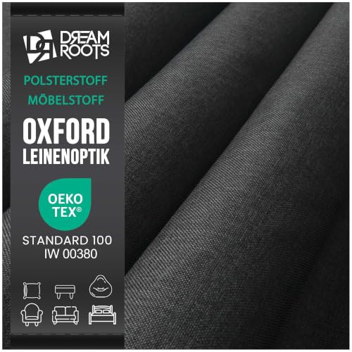 DreamRoots Markisenstoff Meterware Leinenoptik, Stony beach, Laufmeter | Oxford Segeltuch, wasserdicht, Polsterstoff, 220 g/m² 600D, 160 cm breit, wasserabweisend, für außen & Deko
