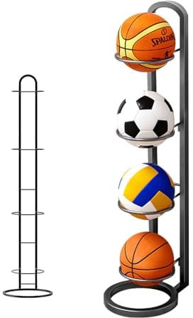 Vmxlso Ball Storage Rack, Removable Cube Football Stand, Durable Basketball Ball Stand Organizer, Vertical Ball Rack Display Stand for Volleyball Basketball Football Storage Indoor Outoor