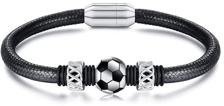 URONE Fußball Armband Silber 925 Fußball Armband Herren Sport Fußball Schmuck Geschenke für Fußball Liebhaber