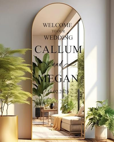 Personalised Wedding Welcome Sign | Wedding Mirror Decal | Welcome to Our Wedding Sign | Reception Entrance Sticker Wow (H50xW30-35cm)