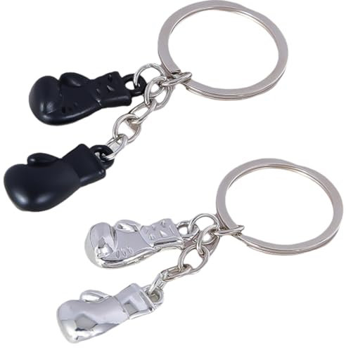 ZEPIQOR 2 Pcs Porte-clés Gants de Boxe en Acier Inoxydable, Porte Clé Saint Valentin Cadeau, Personnalisé Porte Clef, Porte-clés Boxe en Métal, Sport Porte-clés, pour Famille, Des couples, DIY