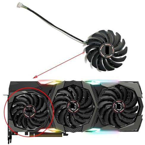 QKFTCSDW 3 Stück 95/87 mm PLD10010S12H PLD09210S12H RTX 2080 GPU-Lüfter kompatibel mit RTX 2080 2080Ti 2070 Super Gaming X Trio Grafiklüfter(Fan A)