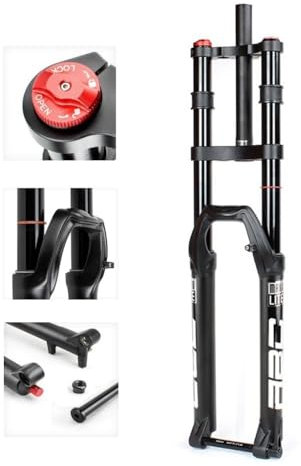 UIOPPOI MTB Downhill-Gabel 27,5 29 Zoll, Aluminiumlegierung Doppelschulter 1-1/8 Gerades Rohr Fahrradfedergabel Scheibenbremse Federweg 150mm