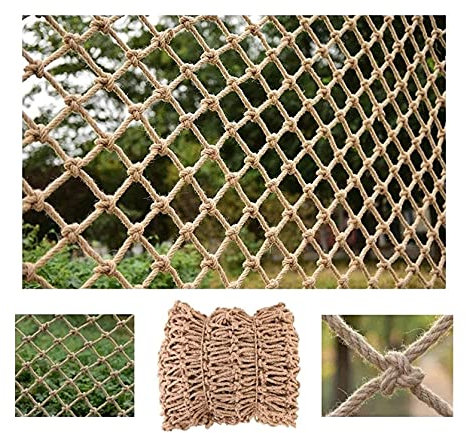 WOTZOV Isolationsnetz für Außenkonstruktionen, Strickleiter, Schaukelgeländer, Dekorationsnetz, Gartenpflanzenzaunnetz, Sicherheitsnetz, Hanfseil-Frachtnetz,3 * 10m(10 * 33ft)