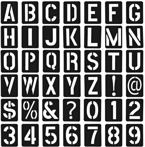 Ymapinc Buchstaben Schablone,42 Stück Wiederverwendbare Schablone Buchstaben 7,7cm Zahlen Schablonen Schablonen Buchstaben Zahlen Buchstabenschablonen für DIY Holzschilder Malerei Handwerk