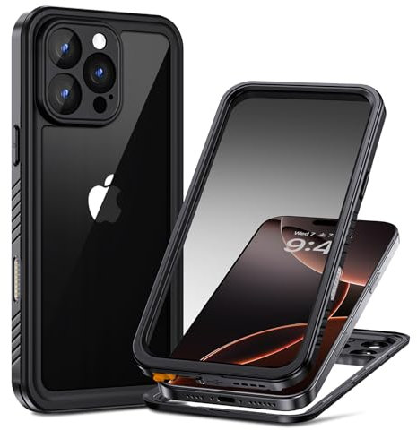 Lanhiem für iPhone 16 Pro Max Hülle Sichtschutz Wasserdicht,Handyhülle iPhone 16 Pro Max IP68 Wasserfest Anti-Spähen Schutzhülle mit Privacy Displayschutz,360 Outdoor Stoßfest Anti-Spy Panzer,Schwarz