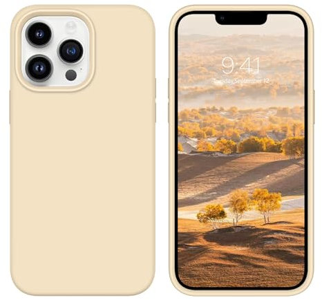 DUEDUE Liquid Silicone for iPhone 13 Pro Max Case 6.9, Military-Grade Full-Body Shockproof Protection, Soft Liquid Silicone Cover with Microfiber Lining Cover for iPhone 13 Pro Max 6.7, Khaki