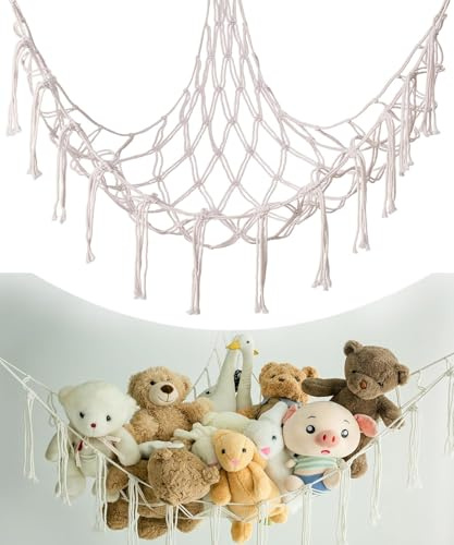 Packung mit 2 Kuscheltier-Speicher-Netz, Platzsparende Wandaufbewahrung für Stofftiere, Baby- und Kinderzimmer Dekoration, Perfekt für Schlafzimmer & Spielzimmer
