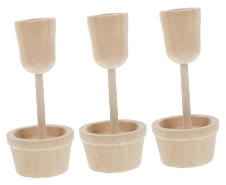 DIYEAH Holz-bastelset Für Kinder Bemalbarer Mini-bonsai-blumentopf Unbehandeltes Holz Für Bastelprojekte Heimdekoration