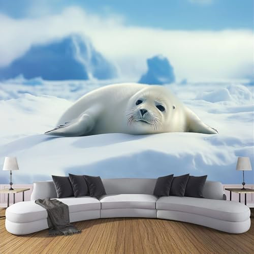 DLERFLOVR Murale En Papier Peint Photo - Animaux Arctiques Joint Papier Peint Panoramique 3D Impression Tapisserie,Murales Chambre Salon Bureau Décoration Poster Murales 260X175Cm