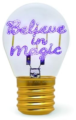 Legami - Lampada da Tavolo a forma di Lampadina, Ricaricabile con Cavo USB, Senza Fili, Bulb Fiction, Tema Believe in Magic, 6.8 x 10.3 cm